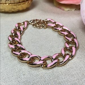 Pink preppy enamel chain link bracelet